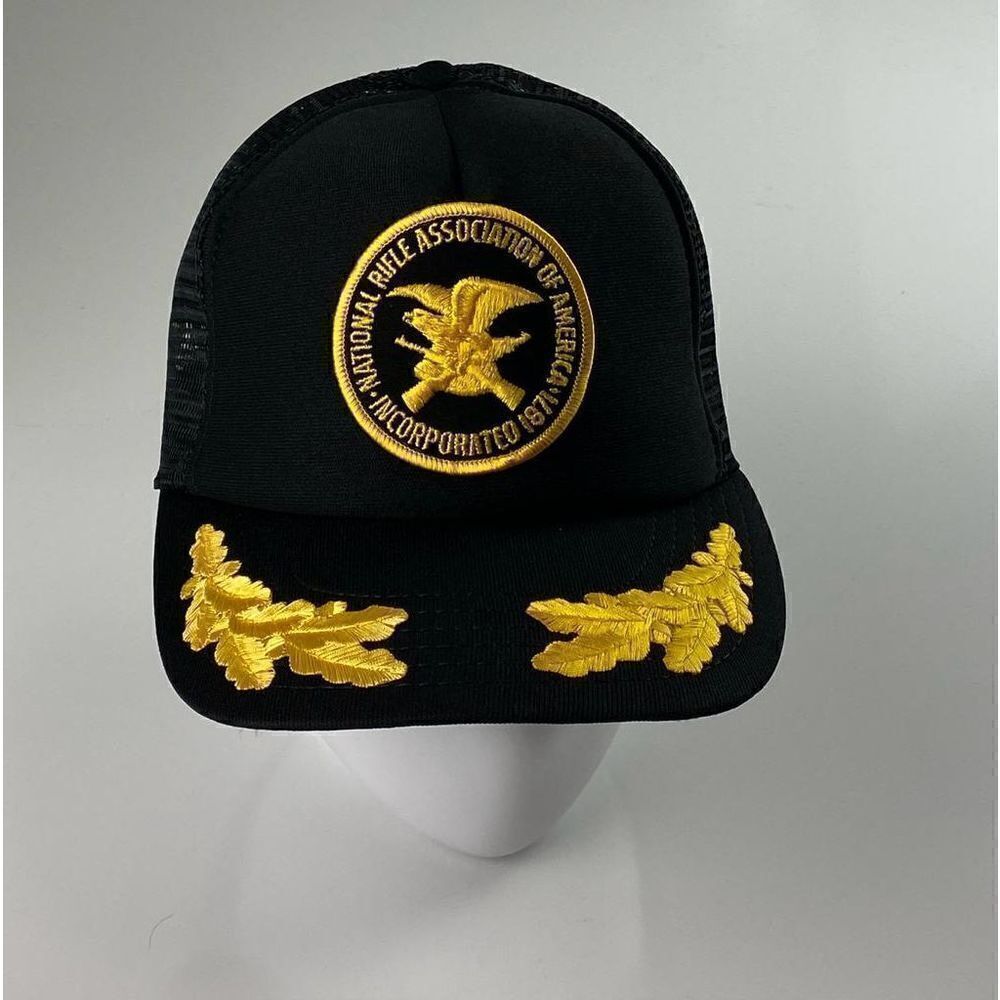 Vtg National Rifle Association NRA Of America Hat Cap Snapback Adult Black Gold